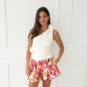 One shoulder rose top